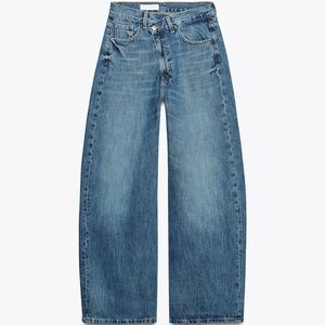 Zara women’s Relaxed Wide-Leg Denim Jeans - Blue Wash